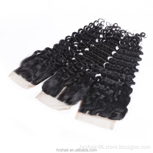 Brazilian Virgin Hair With Closure Deep Wave With Closure Queen Hair Products Human Hair Bundles With Closure